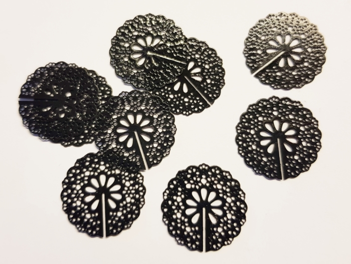 Letali pendentif fleur stylisée 19mm noir