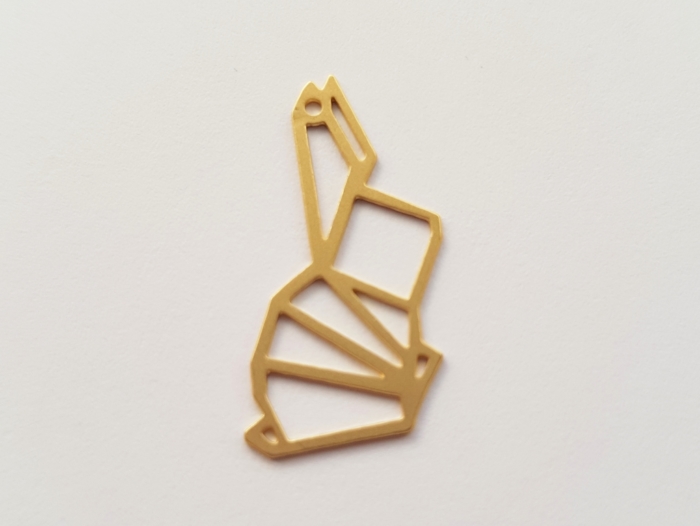 Letali origami bedel konijn 25x15mm mat goud