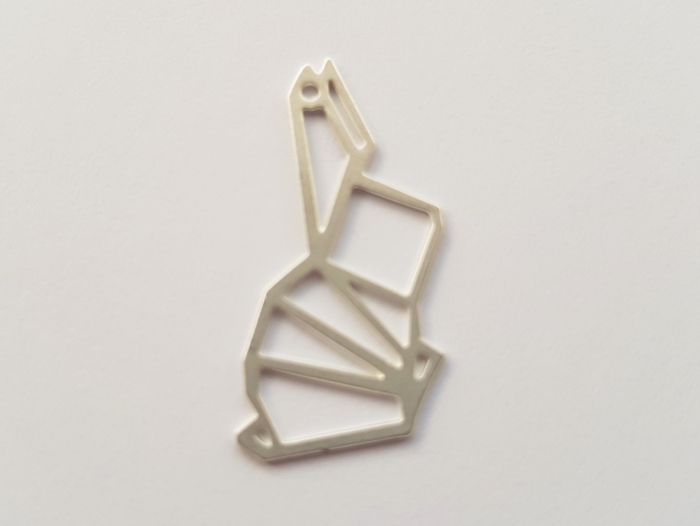 Letali origami bedel konijn 25x15mm mat zilver