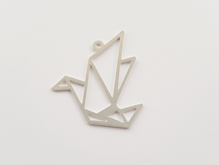 Letali origami bedel vogel 25x24mm mat zilver