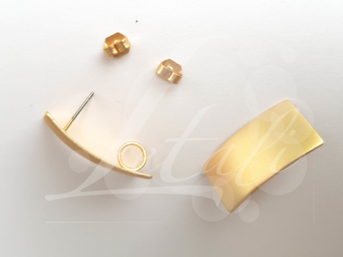 Letali oorsteker rechthoekig 13x25mm mat goud