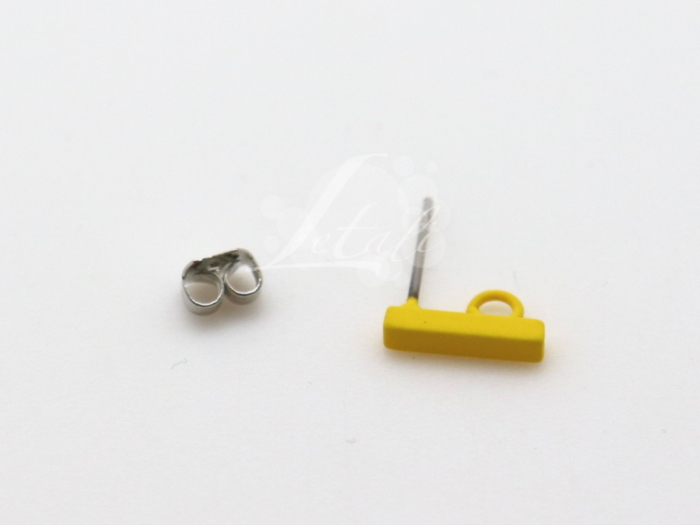 Letali Boucle d'oreille - caouchouté - barre avec anneau - 2*2*10mm