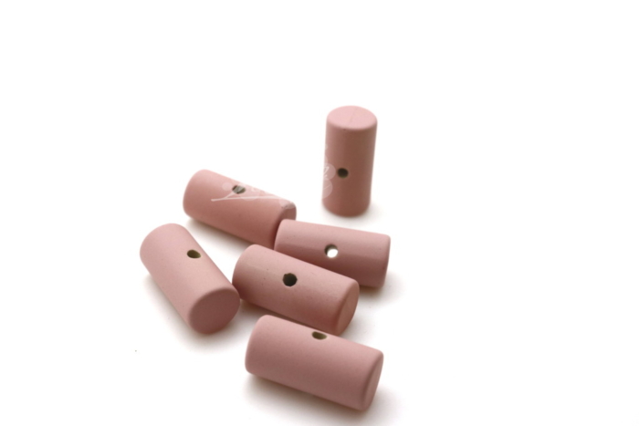 Perle caouchoutée - roze doux - 25*12mm