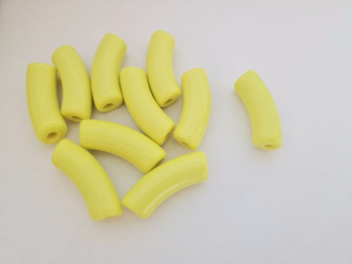 10 x Bedel/tussenstuk: tube in acryl geel