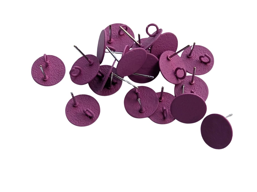 20 x Oorsteker rond plat korrelig berubberd – 12mm - met oogje - Afbeelding 36