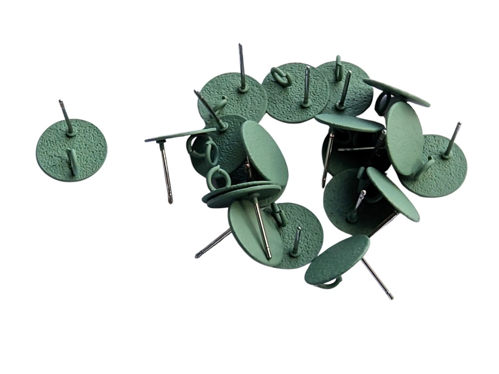 20 x Oorsteker rond plat korrelig berubberd – 12mm - met oogje - Afbeelding 34
